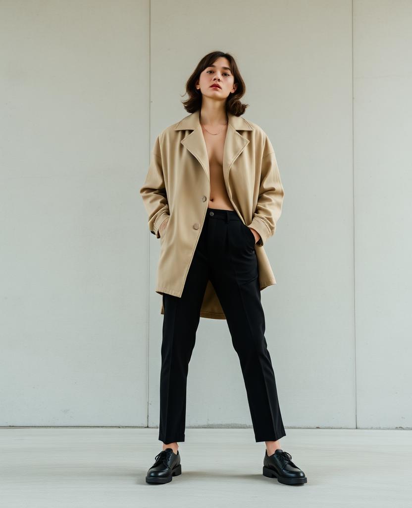 Beige Coat / Trouser
